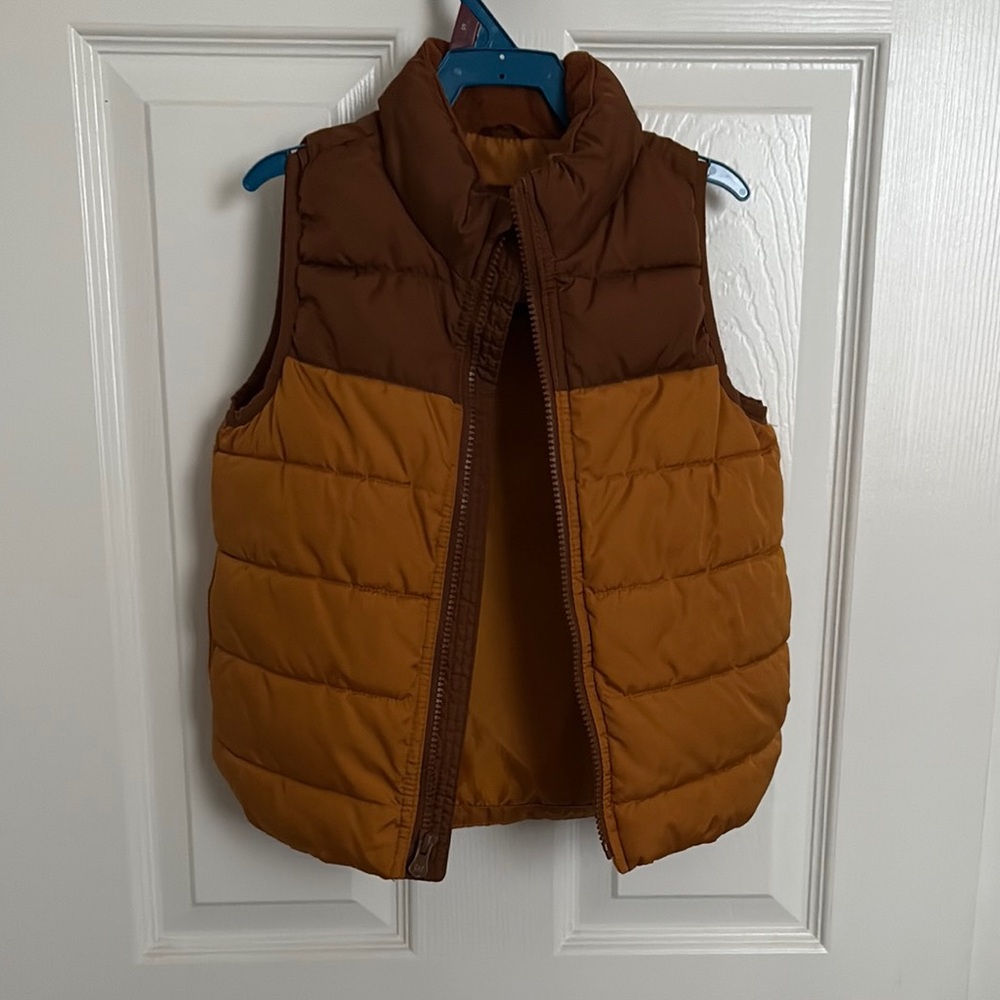 Brown and Mustard Puffer Vest